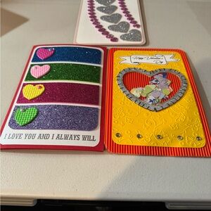 Colorful Glitter Heart Greeting Cards